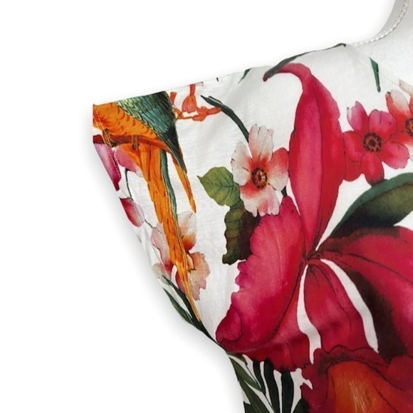 TED Baker London Keyyle Tropical Toucan Lyocell T-shirt Top Women’s Size 1 XS - Picture 6 of 10